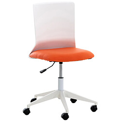 Decoshop26 Chaise de bureau sur roulettes moderne pivotante hauteur réglable plastique blanc et synthétique orange BUR10497