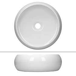 Ecd Germany Lavabo en céramique blanc ronde garniture de vidage vasque à poser Ø 400x155 mm