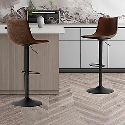 Mes Lot de 2 chaises de bar 41x47x109 cm en PU marron foncé