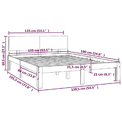 vidaXL Cadre de lit sans matelas blanc 135x190 cm pas cher