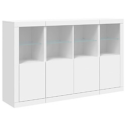 Maison Chic Lot de 3 Commode Buffet - Meuble de rangements avec lumières LED blanc bois d'ingénierie -GKD61565 pas cher