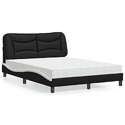 Vidaxl Lit avec matelas noir et blanc 140x190 cm similicuir