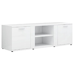 Maison Chic Meuble TV scandinave - Banc TV pour salon Blanc brillant 120x34x37 cm Aggloméré -MN46383