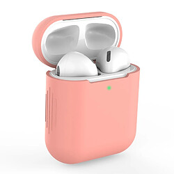 Coque en silicone avec chargement sans fil rose foncé pour votre Apple AirPods (2019)/(2016)