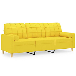 Maison Chic Canapé 3 places avec oreillers,Sofa de Salon,Canapé droit jaune clair 180 cm tissu -GKD398245