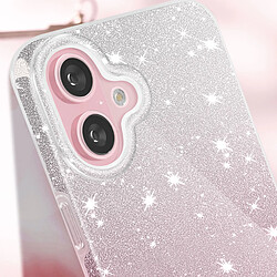 Avis Avizar Coque Paillette pour iPhone 16 Hybride Design Glamour Blanc / Rose