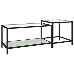 Acheter vidaXL Tables à thé 2 pcs Verre trempé Blanc