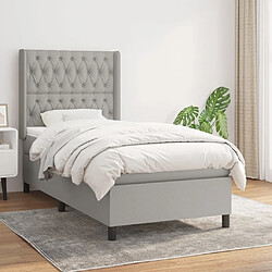 Maison Chic Lit Adulte - Lit simple Lit à sommier tapissier avec matelas moelleux - Meuble de Chambre - Gris clair 100x200cm Tissu -MN48866