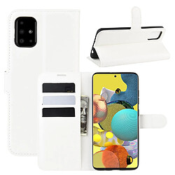 Etui en PU surface de litchi avec support blanc pour votre Samsung Galaxy A51 5G SM-A516