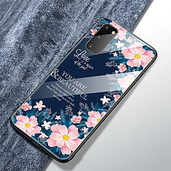 Coque en TPU verre d'impression de modèle fleurs roses pour votre Samsung Galaxy S20