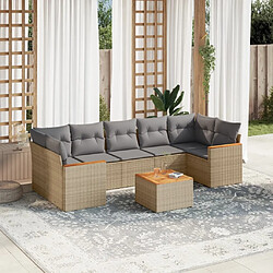 Maison Chic Ensemble à manger d'extérieur 8 pcs avec coussins,Salon de jardin,Mobilier de jardin mélange beige résine tressée -GKD955208