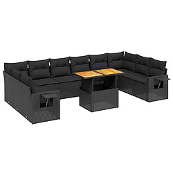 Maison Chic Salon de jardin 11 pcs avec coussins, Ensemble Tables et chaises d'extérieur noir résine tressée -GKD186457