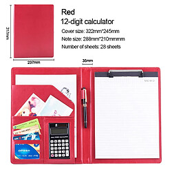 Acheter Wewoo Porte-documents en cuir de style professionnel avec bloc-notes et calculatrice A4 de 30 pages (rouge)