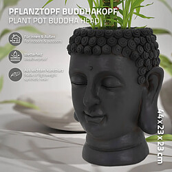 ML-Design Pot de Plantes/Fleurs Tête de Bouddha, 23x23x44 cm, Anthracite, Résine, Intérieur/Extérieur, Statue Massif, Grand Buste Sculpture, Vase Cache-pot, Planteur Décoration de Jardin, Urne Unique