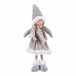 BigBuy Christmas Décorations de Noël Gris Multicouleur Métal Polyrésine Tissu Fille 12 x 9 x 52 cm