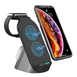 3in1 De Bureau 15W Qi Sans Fil Chargeur Dock pour iPhone 11X8 iWatch AirPods