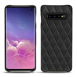 Coque cuir Samsung Galaxy S10 - Coque arrière - Noir - Couture ( Nappa - Black ) - NOREVE