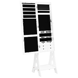 Acheter Helloshop26 Armoire à bijoux meuble rangement organisateur chambre vestiaire salle de bain miroir avec lumières LED sur pied blanc 02_0022853