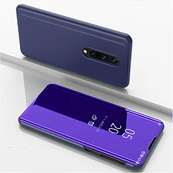 Coque en TPU + PU voir la surface du miroir de la fenêtre avec support violet foncé pour votre OnePlus 8