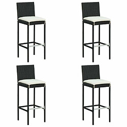 Maison Chic Ensemble de bar de jardin 5 pcs et coussins,Table + chaises + coussins d'extérieur Résine tressée Noir -GKD397793 pas cher