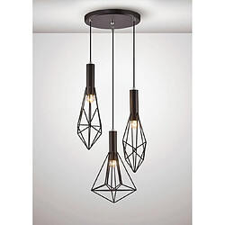 Luminaire Center Suspension Kristoff Noir 3 ampoules 47cm