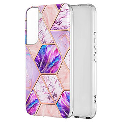 Coque en TPU 2,0mm, IMD, motif marbre, électroplaqué violet clair pour votre Samsung Galaxy S22 + 5G