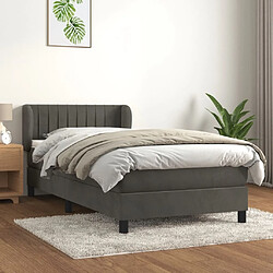 Maison Chic Structures de lit + matelas,Lit à sommier tapissier et matelas pour Chambre Gris foncé 90x190 cm Velours -MN47644