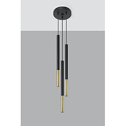 Luminaire Center Suspension Mozaica Acier Or noir 3 ampoules 90cm