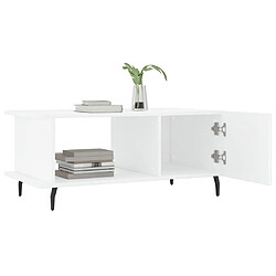 Avis vidaXL Table basse Blanc brillant 90x50x40 cm Bois d'ingénierie