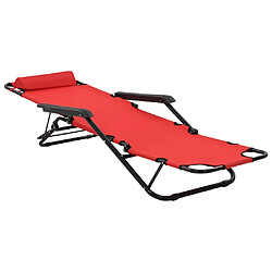 Acheter vidaXL Chaises longues pliables 2 pcs avec repose-pied Acier Rouge