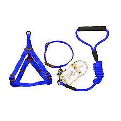 Wewoo Pour chien + Harnais + bleu foncé Laisse Trois ensembles, M, Tour de poitrine: 43-67cm, Col Taille du col: 33-52cm, Poids de l'animal: 15kg Dessous Collier