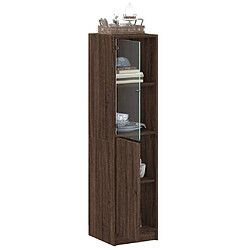 Maison Chic Commode Buffet - Meuble de rangement avec porte en verre chêne marron 35x37x142 cm -GKD90273 pas cher