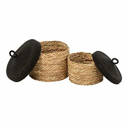 Paris Prix Lot de 2 Coupelles Couvercle 22cm Naturel & Noir