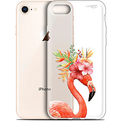 Caseink Coque arrière Apple iPhone 7/8 (4.7 ) Gel HD [ Nouvelle Collection - Souple - Antichoc - Imprimé en France] Flamant Rose Fleuri