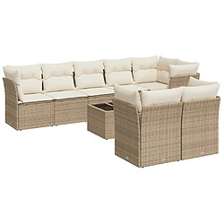 Maison Chic Salon de jardin avec coussins 9 pcs | Ensemble de Table et chaises | Mobilier d'Extérieur beige résine tressée -GKD46204