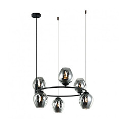 Luminaire Center Suspension moderne Roxane Noir 6 ampoules