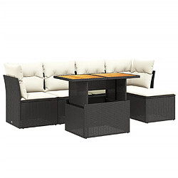 vidaXL Salon de jardin 6 pcs avec coussins noir résine tressée