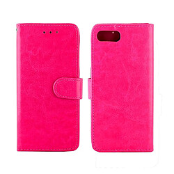 Wewoo Housse Coque Pour OPPO Realme C2 Étui en cuir à rabat horizontal avec texture Crazy Horse porte-cartes et porte-cartesportefeuille et cadre photo Magenta