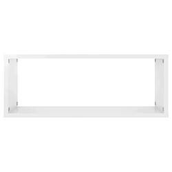 Maison Chic Lot de 2 Étagères cube murales,Etagère de rangement flottantes Blanc brillant 60x15x23cm Aggloméré -MN23587 pas cher