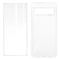 Avizar Coque pour Google Pixel 7 Silicone Gel et Film Verre Trempé 9H transparent