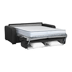 Acheter Vente-Unique Canapé 3 places convertible express cuir noir matelas 22 cm BEVIS