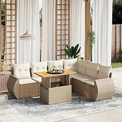 vidaXL Salon de jardin avec coussins 7 pcs beige résine tressée