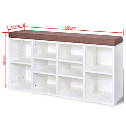 Maison Chic Banc de rangement | Meuble de rangement d'Entrée | Coffres d'Intérieur à chaussures 10 compartiments Blanc -MN59637 pas cher