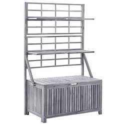 vidaXL Boîte de rangement avec treillis Gris 99x55x160cm Acacia solide