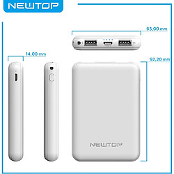 SANAG Pb31 Power Bank 2.1A Double Charge Rapide Usb Chargeur De Poche Universel 5000Mah Pour Bagages Main Batterie Externe Pour Téléphone Portable Smartphone Samsung Oppo Huawei Xiaomi (Blanc)