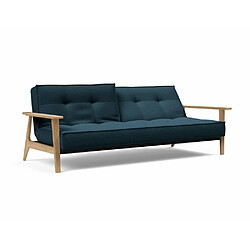 Inside 75 INNOVATION LIVING Canapé lit design SPLITBACK FREJ convertible 115*210 cm accoudoirs bois tissu Argus Navy Blue