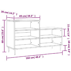 vidaXL Armoire à chaussures Sonoma gris 102x36x60 cm Bois d'ingénierie pas cher