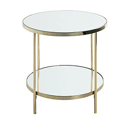 Pegane Table d'appoint doré en métal coloris doré et verre -diamètre 45 x hauteur 46 cm