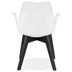 Mes Fauteuil design 50x58,5x82 cm blanc et pieds noirs - SHAFT pas cher