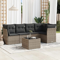 vidaXL Salon de jardin 6 pcs avec coussins gris résine tressée